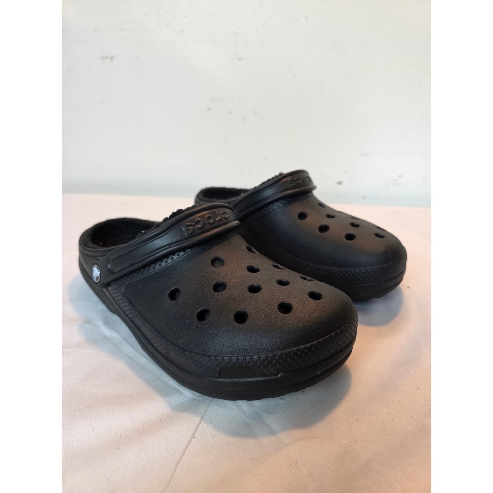 Crocs Classic Fuzz Lined Clogs Black Mens 9 Womens 11 Slip On Shoes